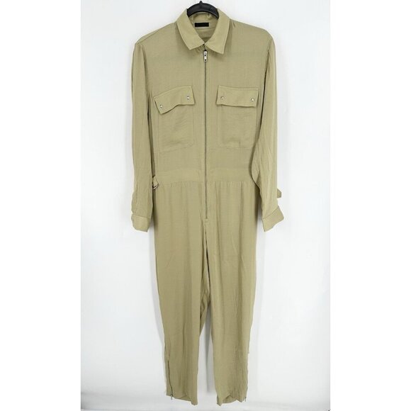 ATM Anthony Thomas Melillo Jumpsuit Satin Utility in Green Putty Women’s S EUC - Picture 1 of 10